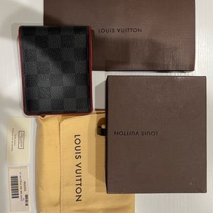 FULL SET LV Louis Vuitton Damier Graphite Black/Red Bifold Wallet